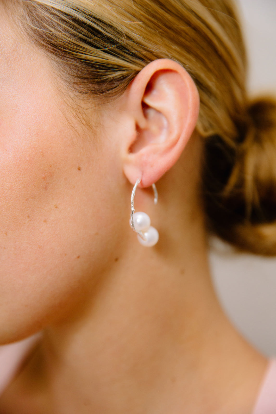 Silver S twig earring